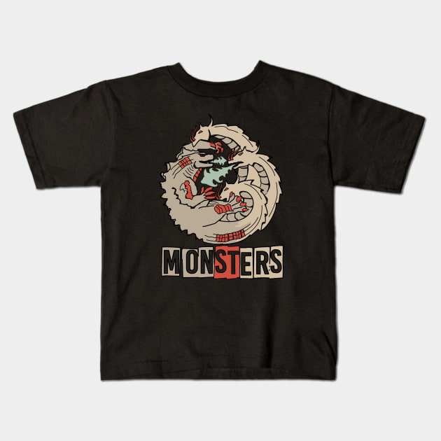 Godzilla Fighting The Three Headed Ghidorah Monsters Kids T-Shirt by Toogoo